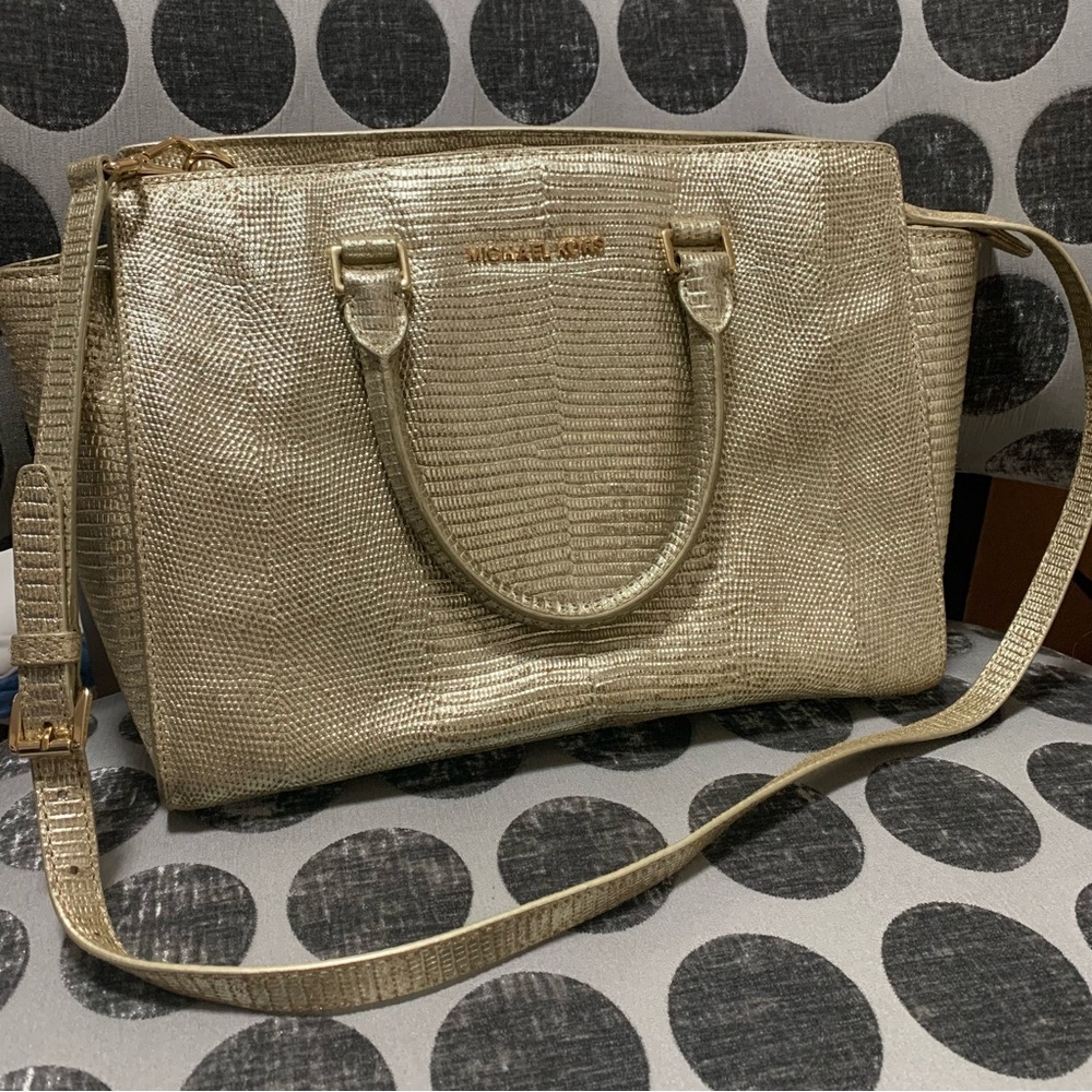 Gold Limited Edition lizard embossed leather finish Michael Kors Purse